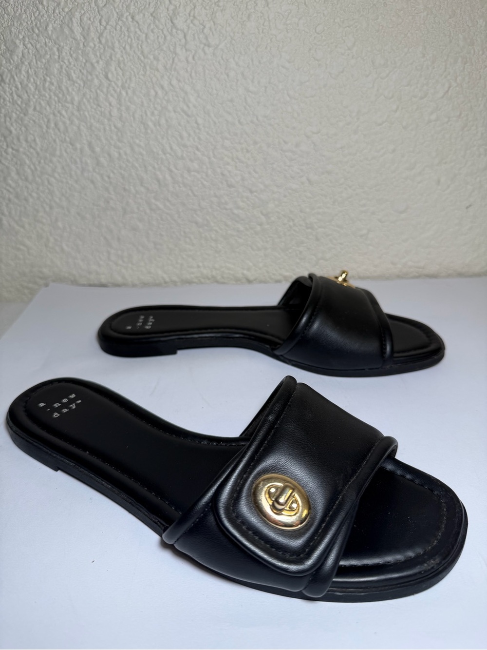 a new day Black Slide Sandals with Gold Accent Hardware - Picture 11 of 11